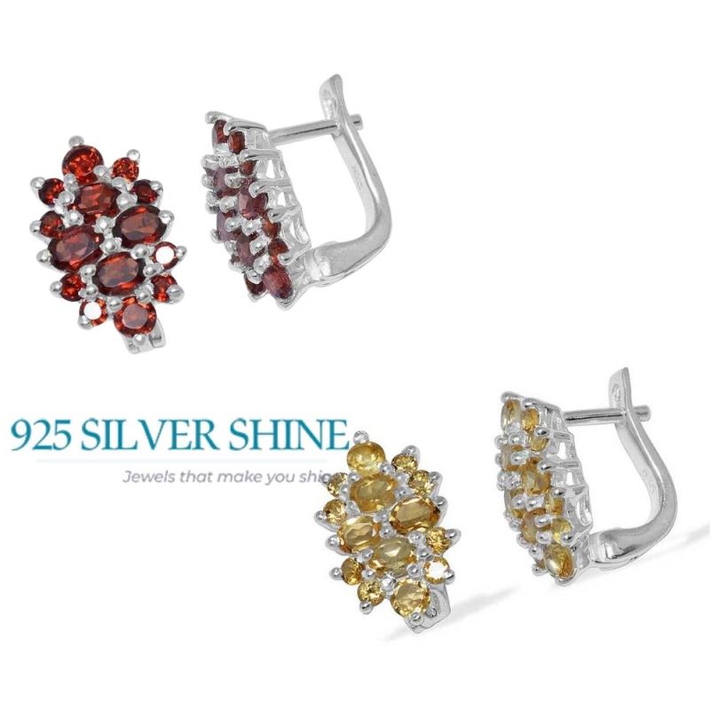 925 Sterling Silver Earrings In Genuine Citrine Gemstone 925SE881_1