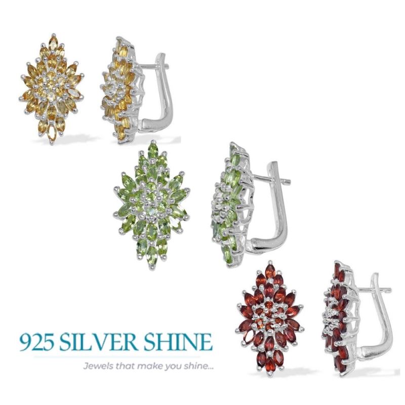 925 Sterling Silver Earrings In Genuine Peridot Gemstone 925SE884_2