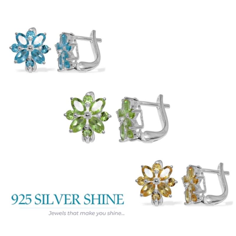 Genuine Peridot Gemstone Earrings In 925 Sterling Silver Jewelry 925SE887_2