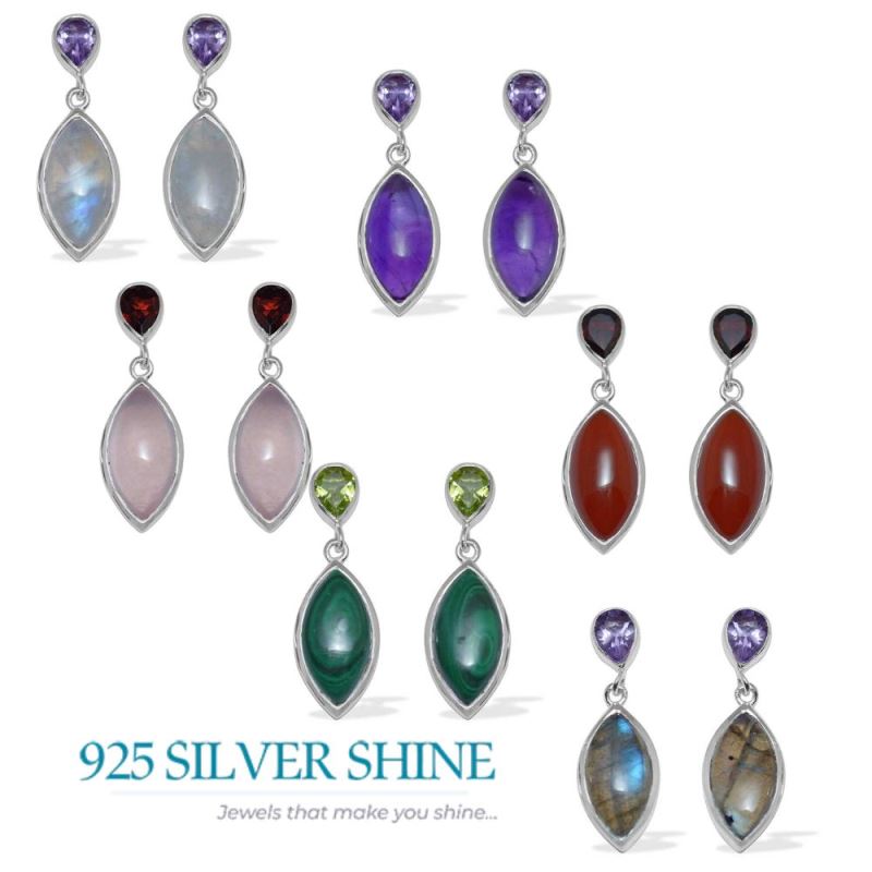 Natural Multi Gemstone Earrings In 925 Sterling Silver Jewelry 925SE888_2