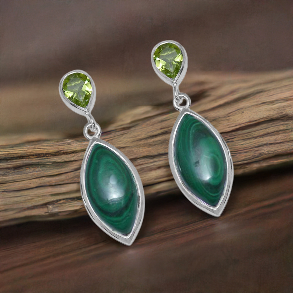 Semi Precious Multi Gemstone Earrings In 925 Sterling Silver Jewelry 925SE889