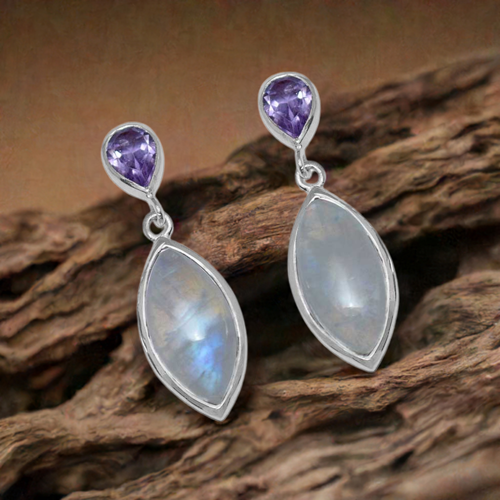 Semi Precious Multi Gemstone Earrings In 925 Sterling Silver Jewelry 925SE892