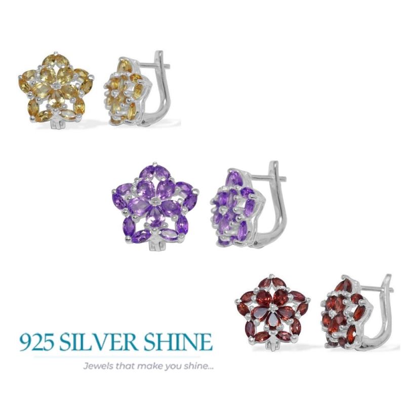 Semi Precious Amethyst Gemstone Earrings In 925 Sterling Silver Jewelry 925SE895_2