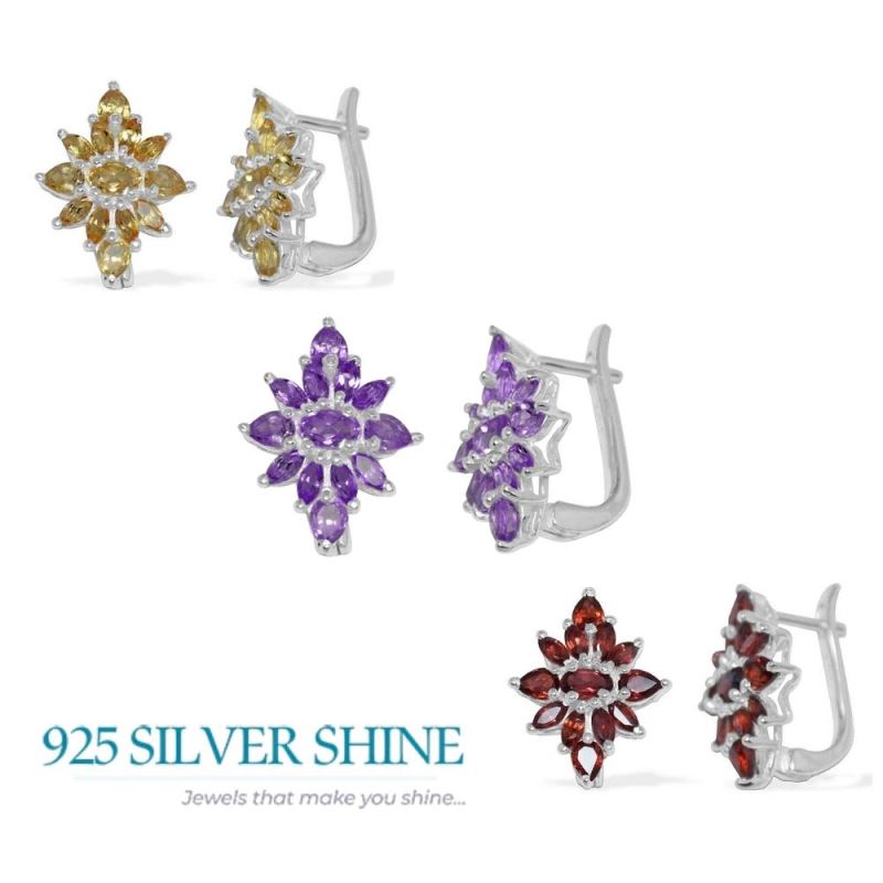 925 Sterling Silver Earrings In Amethyst Gemstone Jewelry 925SE899_2