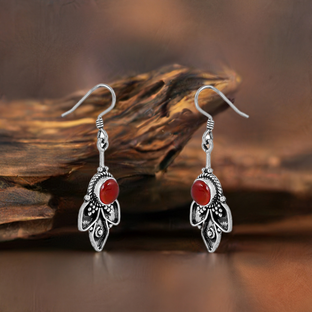 Carnelian Cabochon gemstone Earring In 925 Sterling Silver Jewelry 925SE90_0