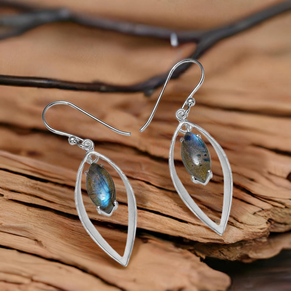 925 Sterling Silver Earrings In Labradorite Gemstone Jewelry 925SE908