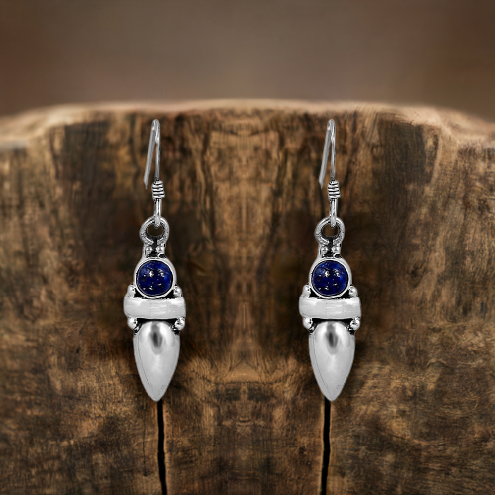 Natural Lapis Lazuli Cabochon Gemstone In 925 Sterling Silver Jewelry 925SE91