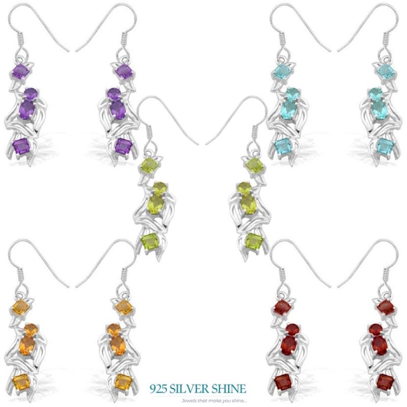 925 Sterling Silver Handmade Earrings In Amethyst Gemstone Jewelry 925SE915_1