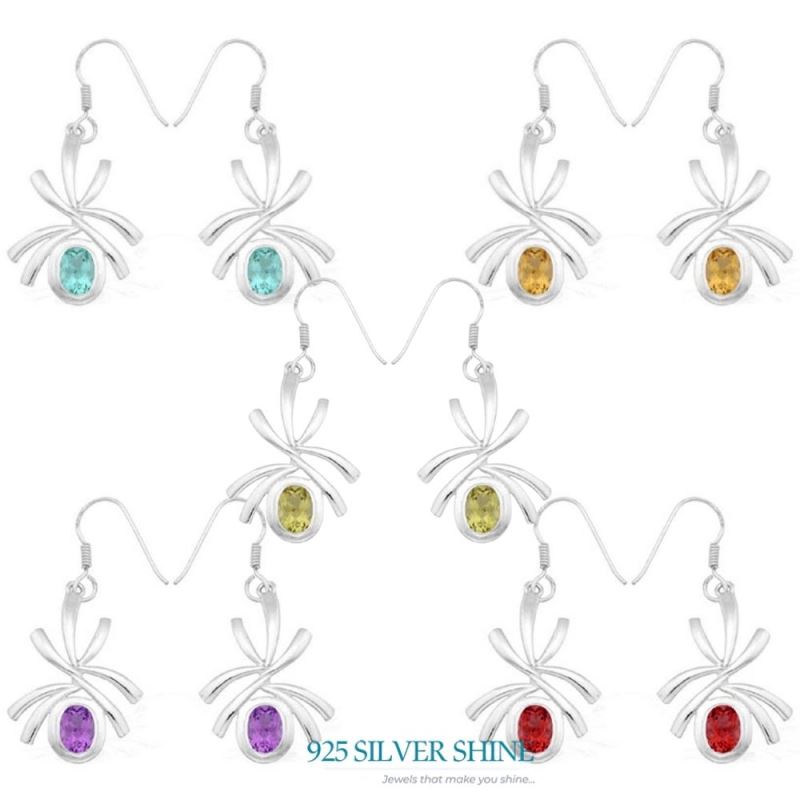 925 Sterling Silver Handmade Earrings In Amethyst Gemstone Jewelry 925SE930_1