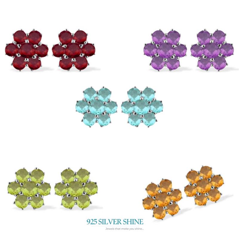 Fine 925 Sterling Silver Earrings In Genuine Blue Topaz Gemstone 925SE939_1