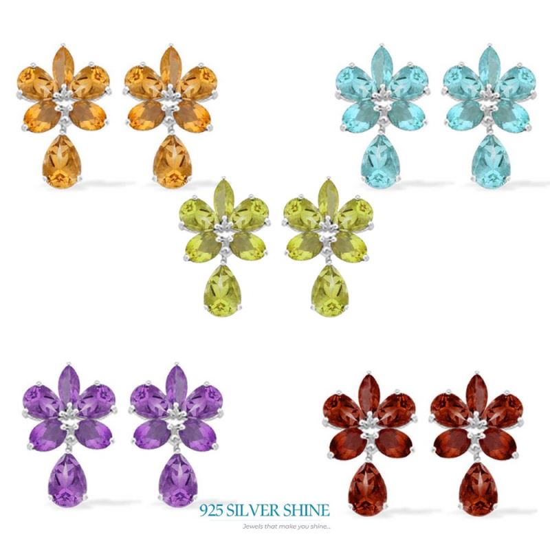 Semi Precious Peridot Gemstone Earrings In 925 Sterling Silver 925SE941_1