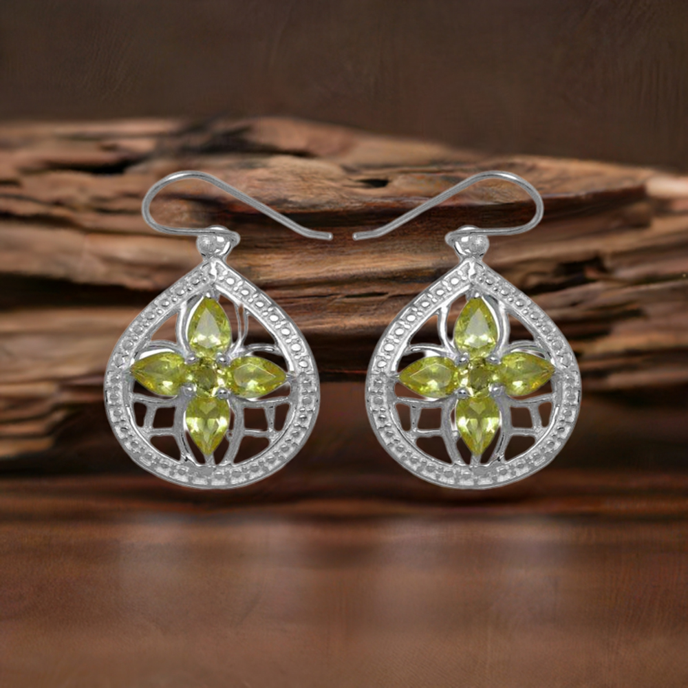 Natural Peridot Gemstone Earrings In Fine 925 Sterling Silver 925SE946