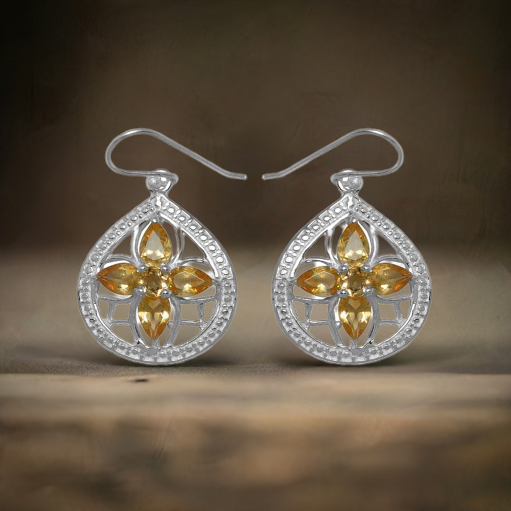 Genuine Citrine Gemstone Earrings In Fine 925 Sterling Silver 925SE948
