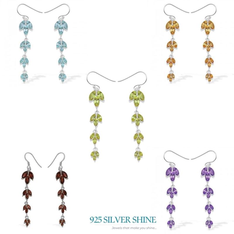 925 Sterling Silver Earrings In Semi Precious Citrine Gemstone 925SE953_1