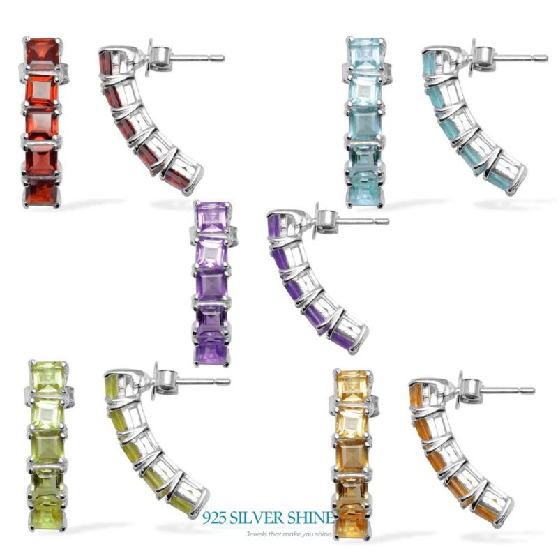 925 Sterling Silver Earrings In Genuine Garnet Gemstone 925SE957_2