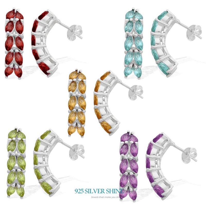 Natural Garnet Gemstone Earrings In 925 Sterling Silver Jewelry 925SE967_1