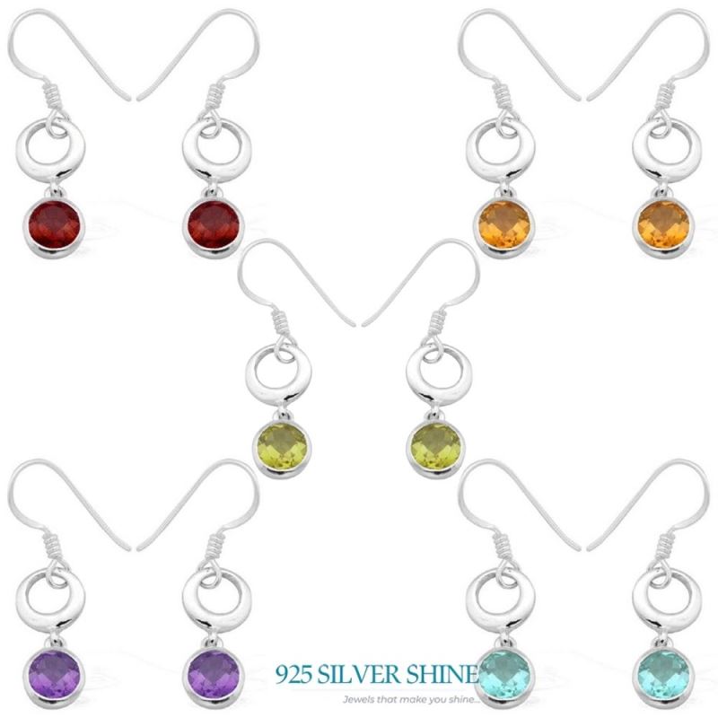 Semi Precious Lemon Quartz Gemstone Earrings In 925 Sterling Silver Jewelry 925SE971_2