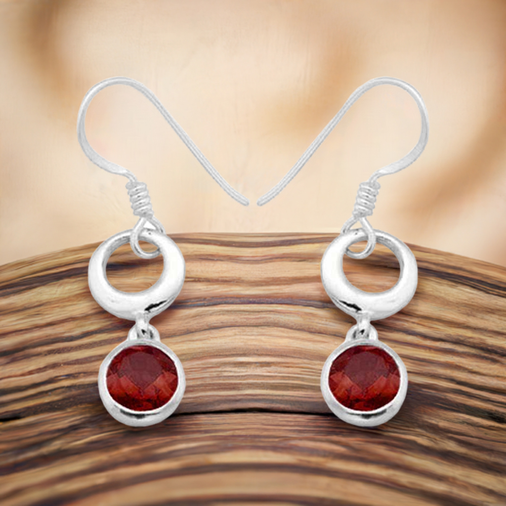 Genuine Garnet Gemstone Earrings In 925 Sterling Silver Jewelry 925SE972