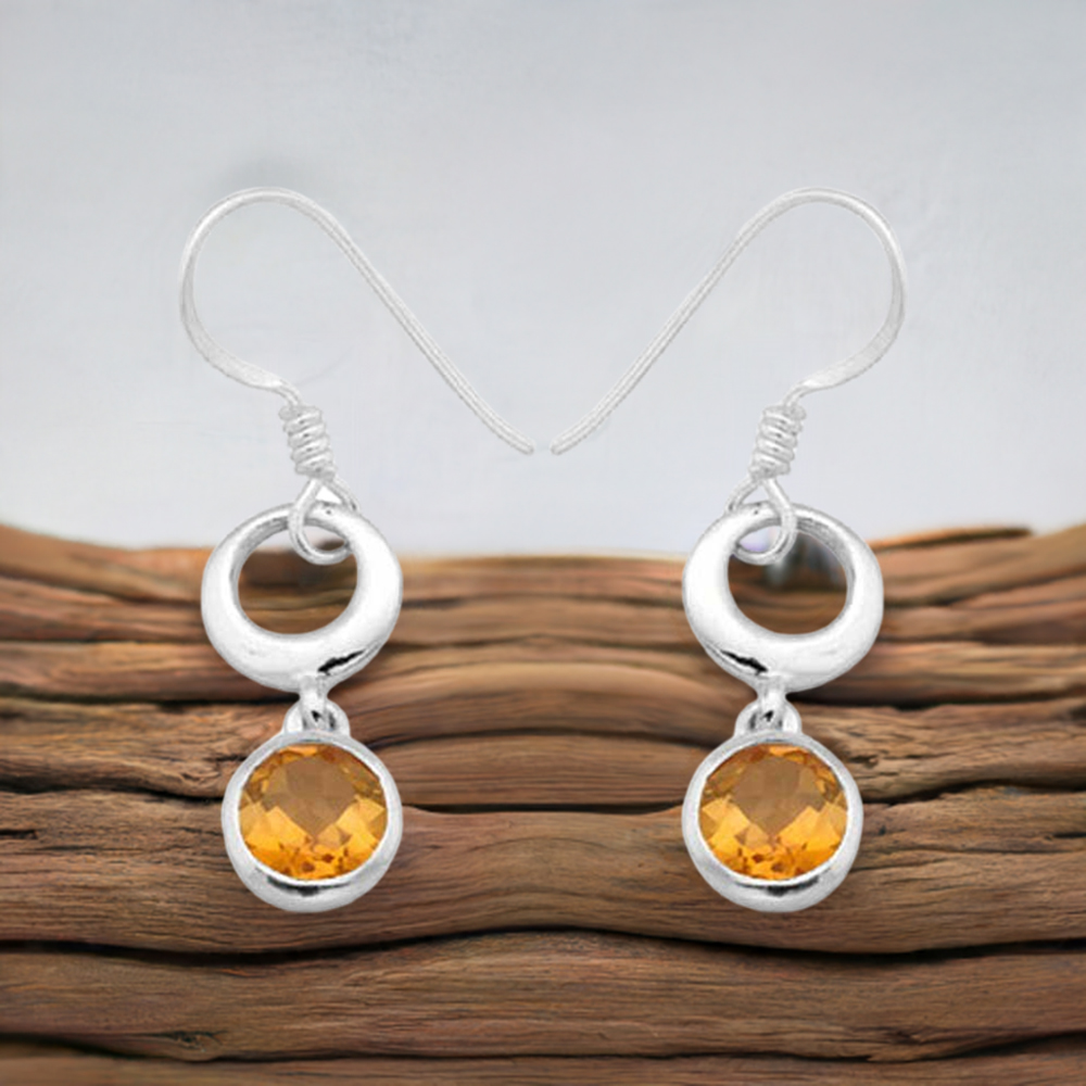 Natural Citrine Gemstone Earrings In 925 Sterling Silver Jewelry 925SE973