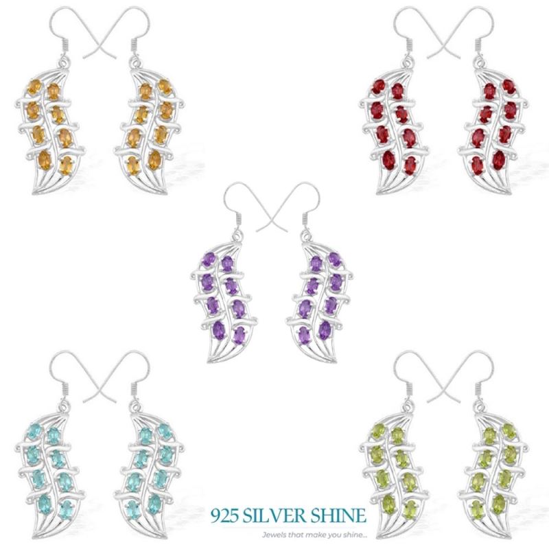 Genuine Amethyst Gemstone Earrings In 925 Sterling Silver Jewelry 925SE975_1