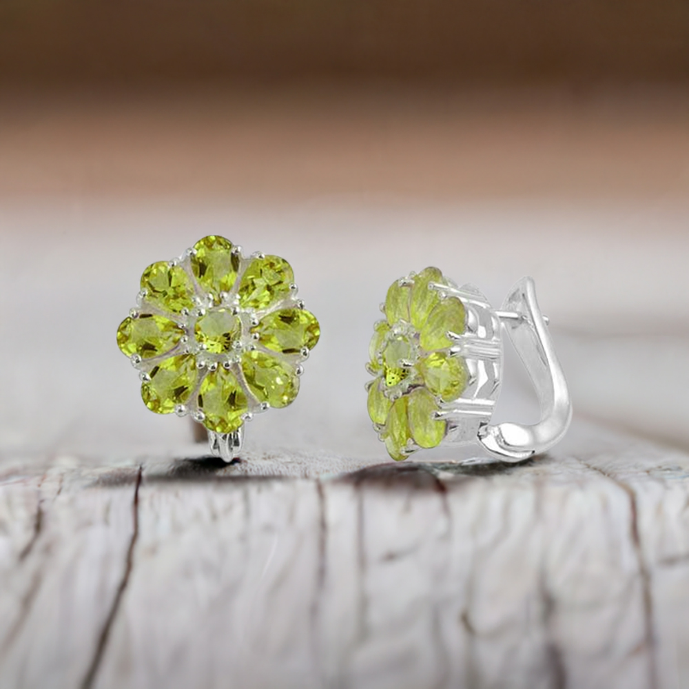 925 Sterling Silver Handmade Earrings In Peridot Gemstone Jewelry 925SE981