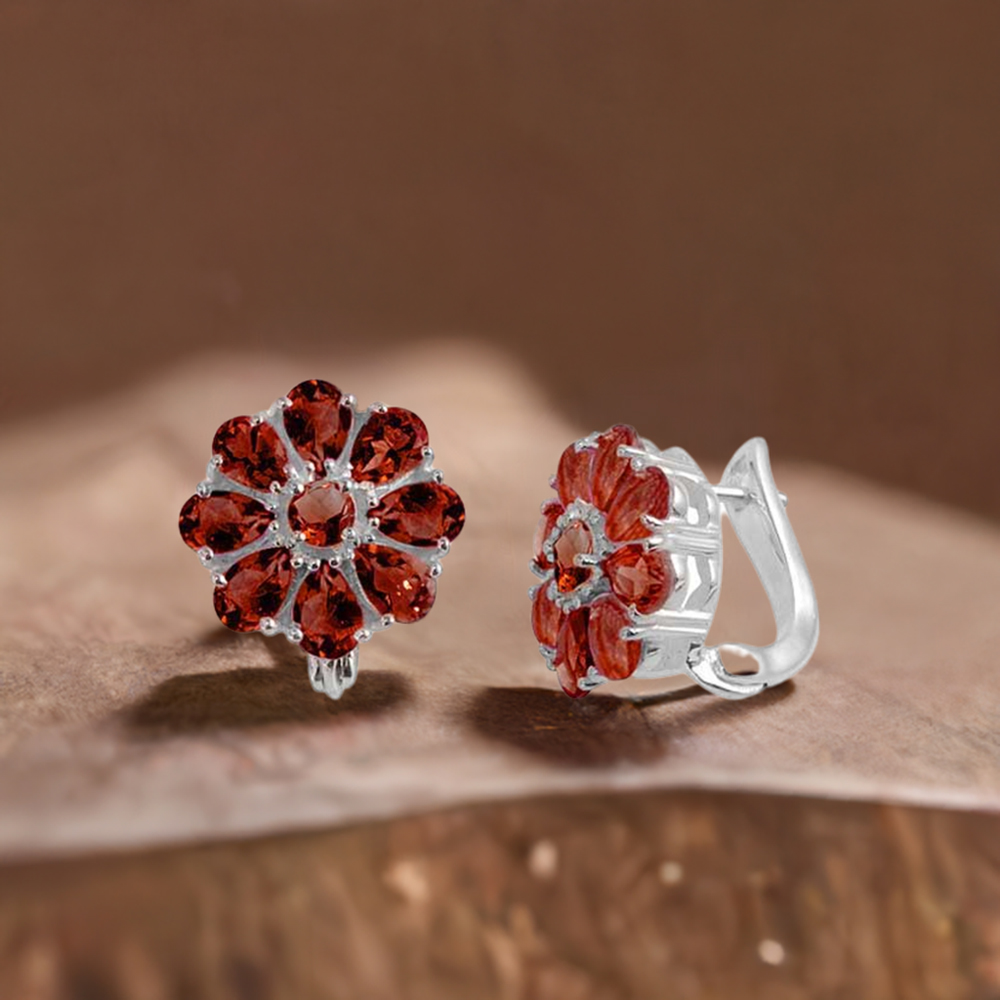 925 Sterling Silver Handmade Earrings In Garnet Gemstone Jewelry 925SE982