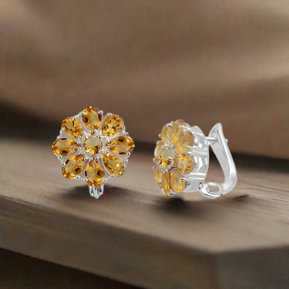 925 Sterling Silver Handmade Earrings In Citrine Gemstone Jewelry 925SE983