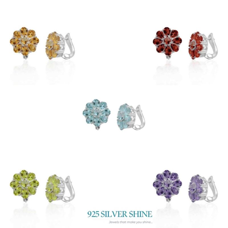 925 Sterling Silver Handmade Earrings In Blue Topaz Gemstone Jewelry 925SE984_2