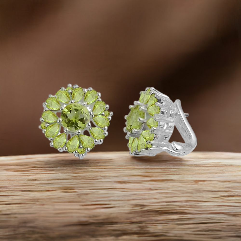 925 Sterling Silver Earrings In Peridot Gemstone Jewelry 925SE986