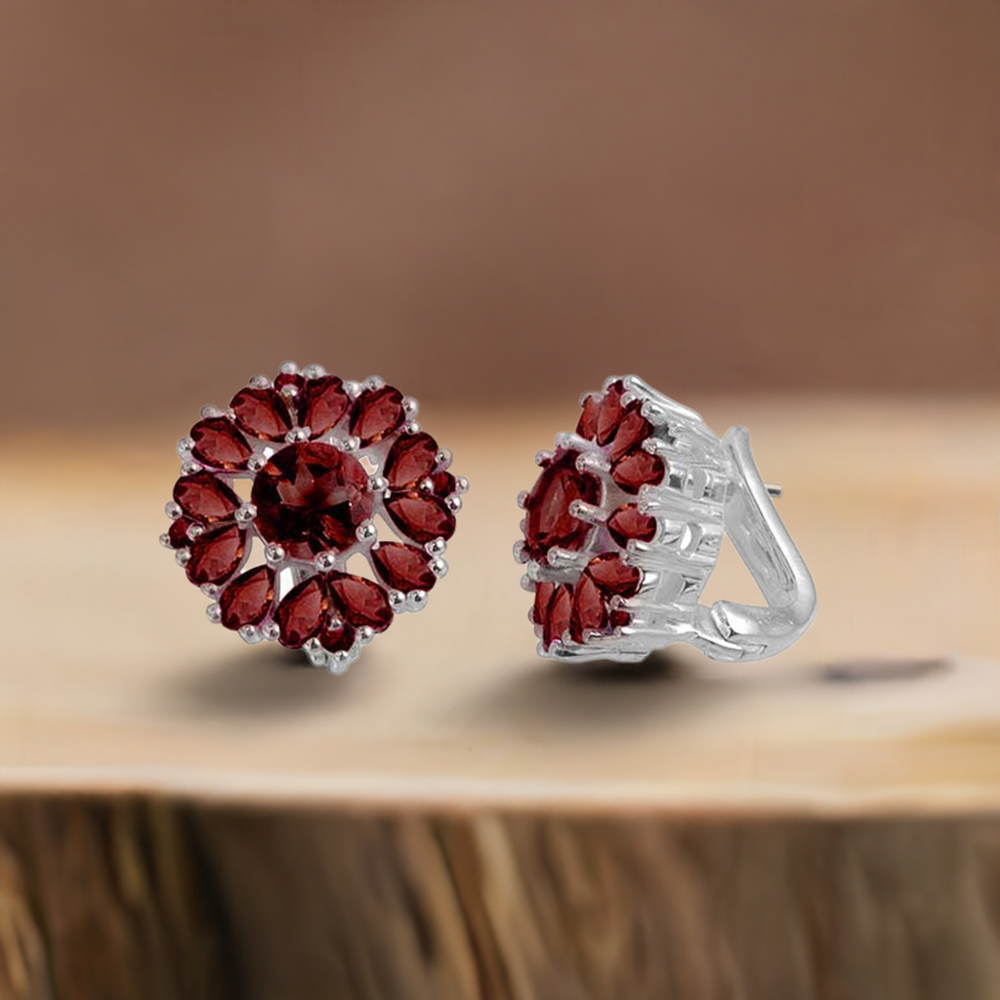 925 Sterling Silver Earrings In Garnet Gemstone Jewelry 925SE987