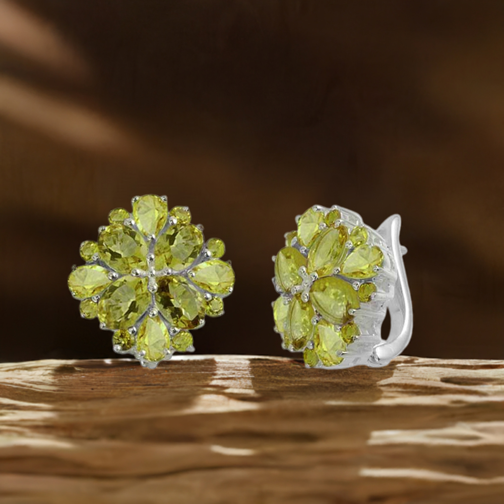 925 Sterling Silver Handmade Earrings In Peridot Gemstone Jewelry 925SE990