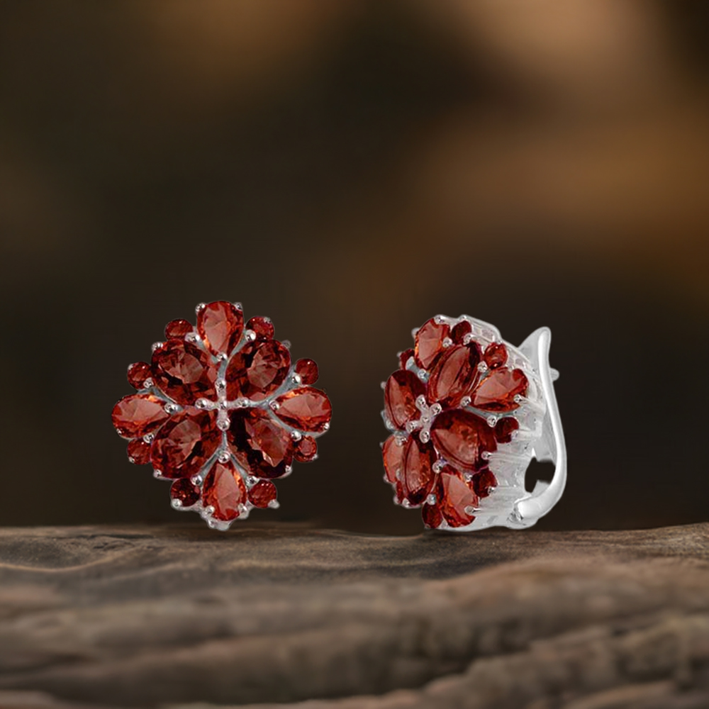 925 Sterling Silver Handmade Earrings In Garnet Gemstone Jewelry 925SE991