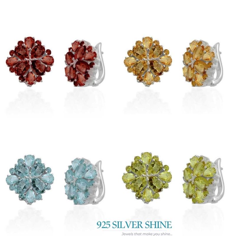 925 Sterling Silver Handmade Earrings In Garnet Gemstone Jewelry 925SE991_2