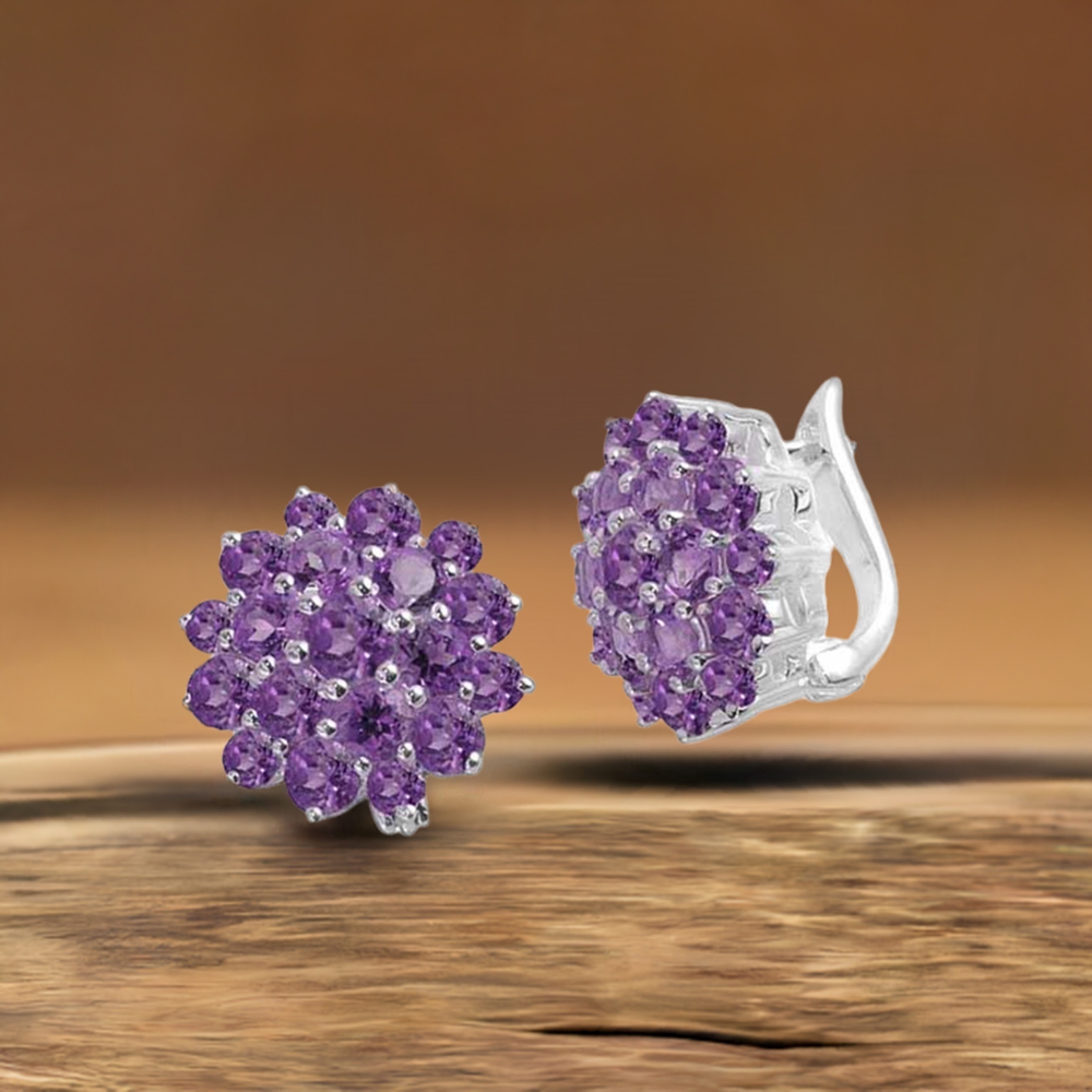 925 Sterling Silver Handmade Earrings In Amethyst Gemstone Jewelry 925SE994