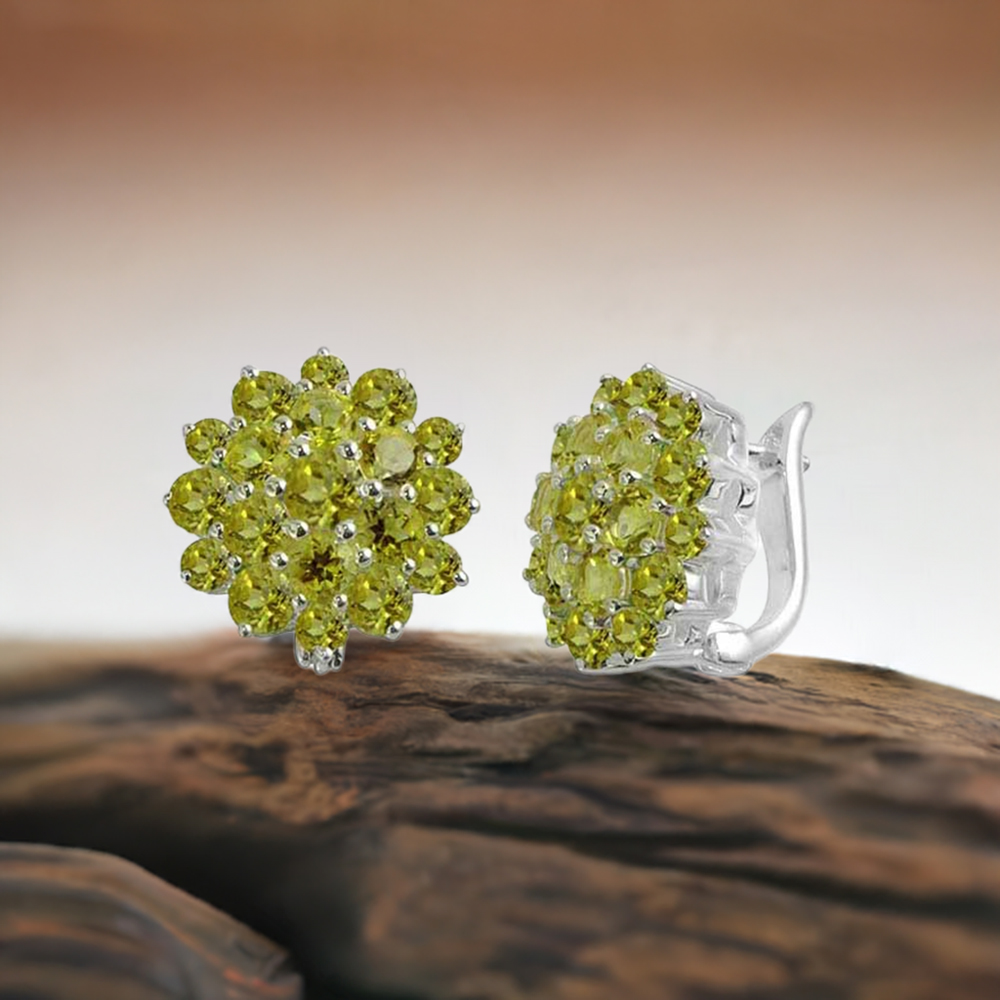 925 Sterling Silver Earrings In Peridot Gemstone Jewelry 925SE995