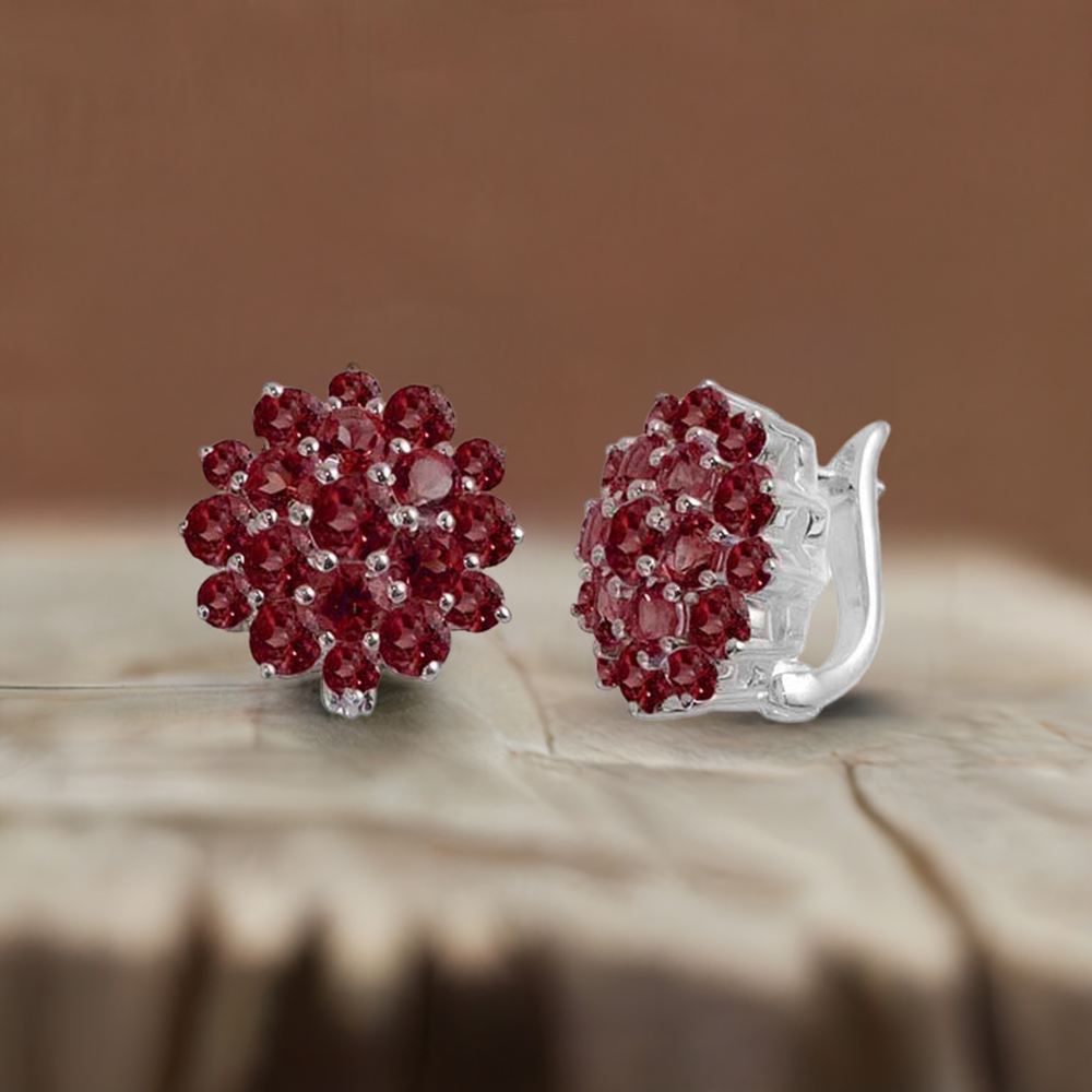 925 Sterling Silver Earrings In Garnet Gemstone Jewelry 925SE996
