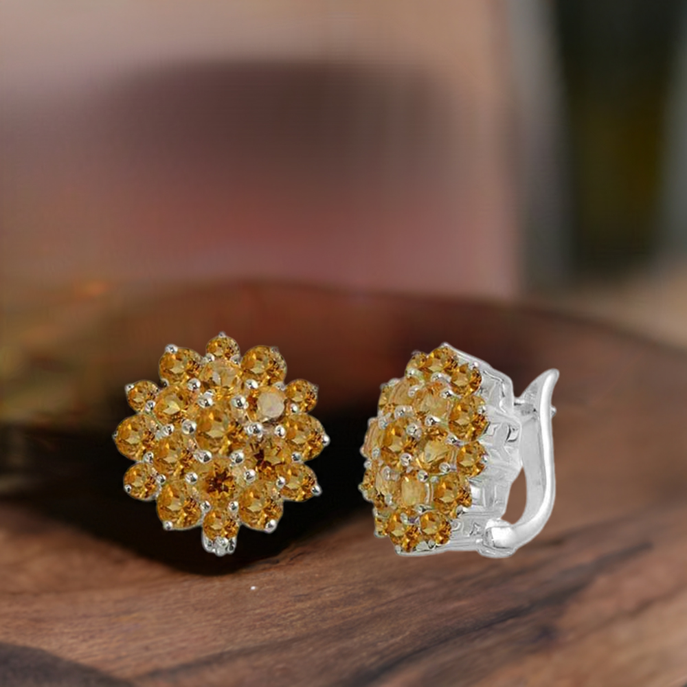 925 Sterling Silver Earrings In Citrine Gemstone Jewelry 925SE997