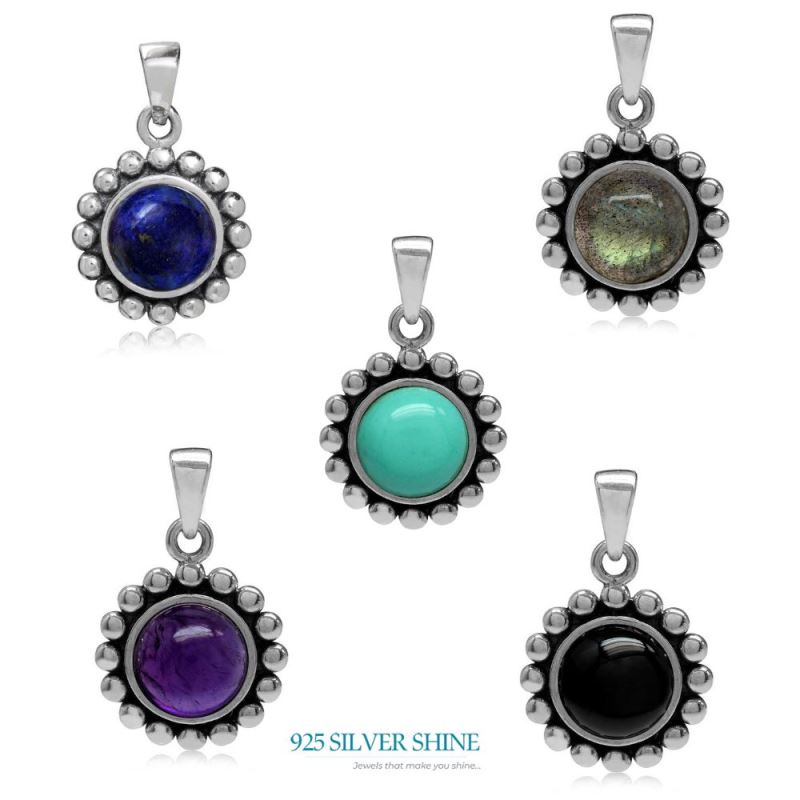 925 Sterling Silver Handmade Pendants In Lapis Lazuli Gemstone Jewelry 925SP02-3_3