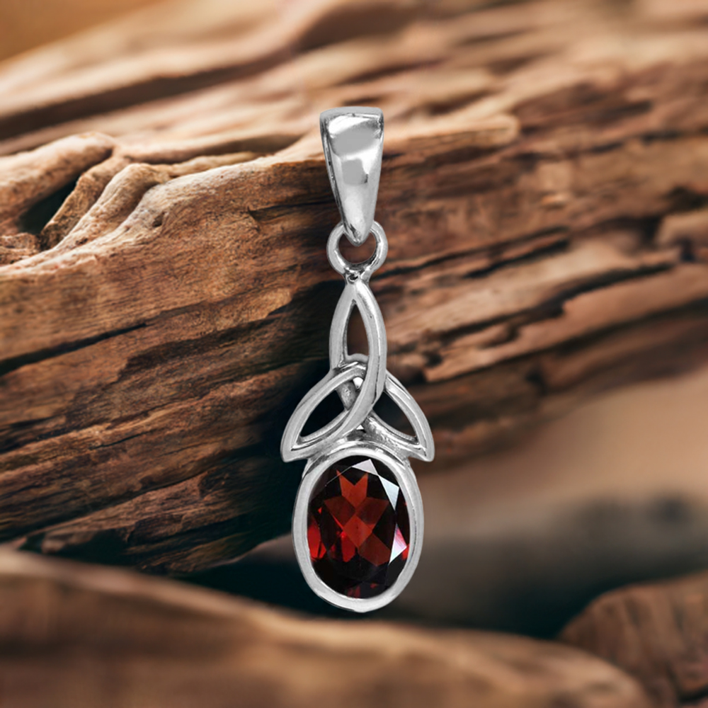 Fine Sterling Silver Pendants In Garnet Gemstone Jewelry 925SP06-2