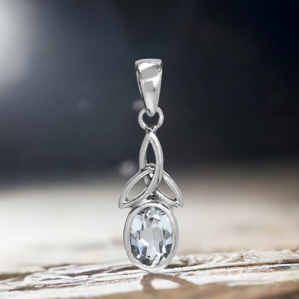 925 Solid Silver Pendants In Crystal Gemstone Jewelry 925SP06-3