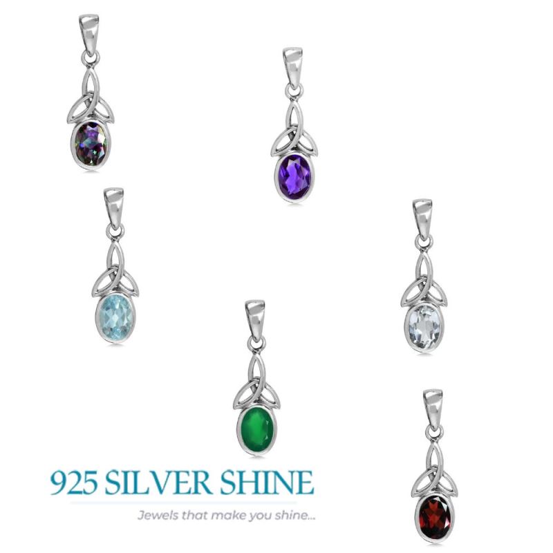 925 Solid Silver Pendants In Crystal Gemstone Jewelry 925SP06-3_3