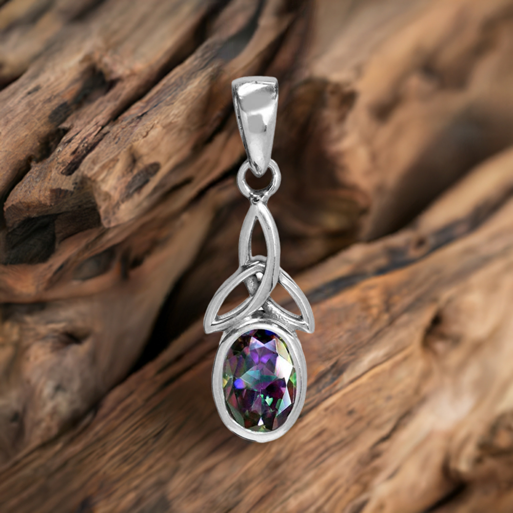 Solid Sterling Silver Handmade Pendants In Mystic Topaz Gemstone Jewelry 925SP06-6