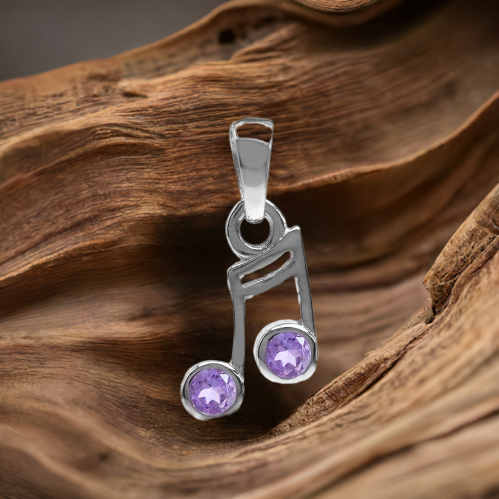 Fine Sterling Silver Pendants In Amethyst Gemstone Jewelry 925SP07-1