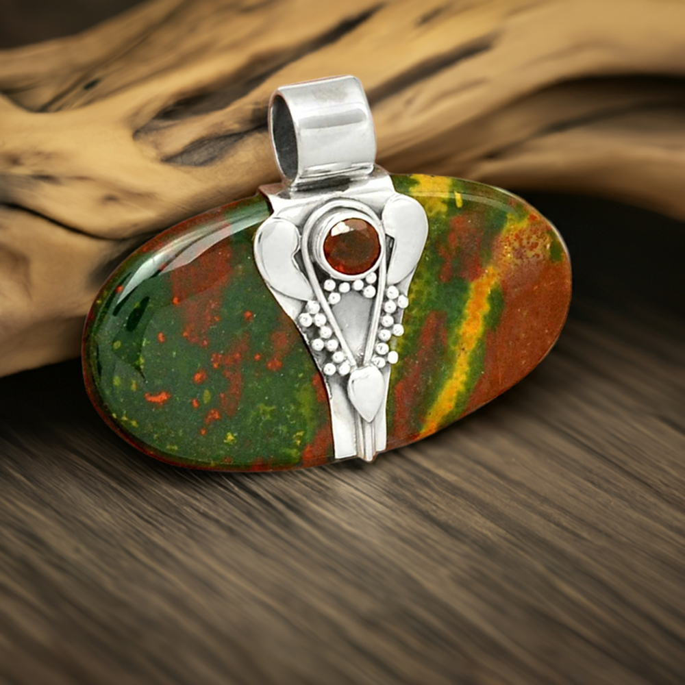 Multi Gemstone Pendants In 925 Solid Silver Jewelry 925SP072-2