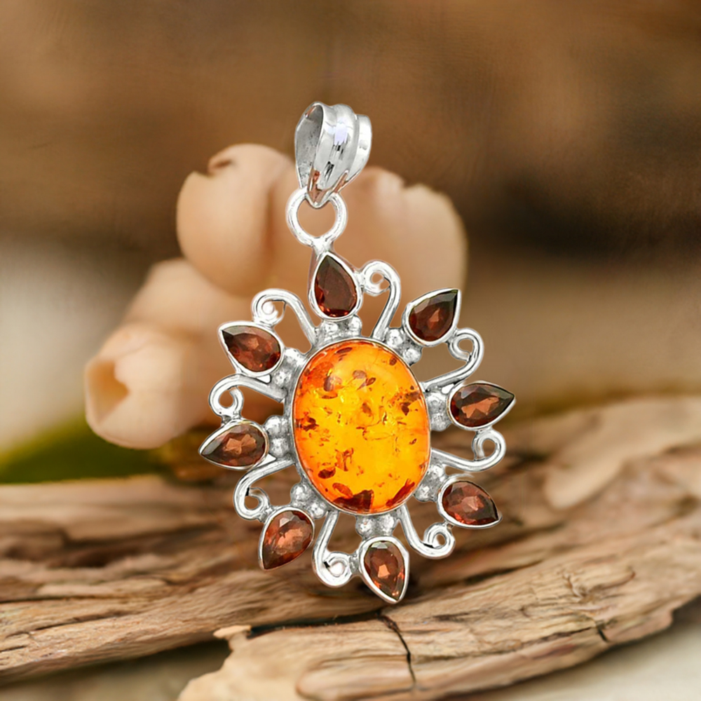 925 Solid Silver Pendants In Multi Gemstone Jewelry 925SP074-1