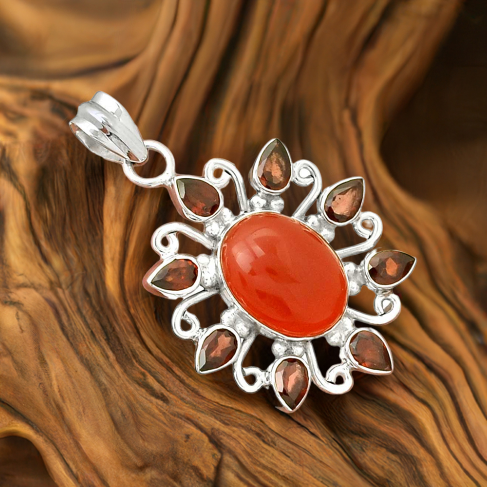 925 Fine Silver Pendants In Multi Gemstone Jewelry 925SP074-2