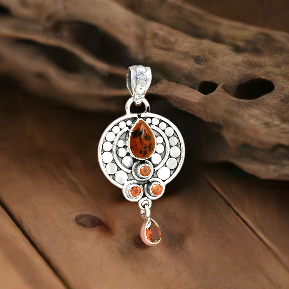 925 Solid Silver Pendants In Multi Gemstone Jewelry 925SP076-5