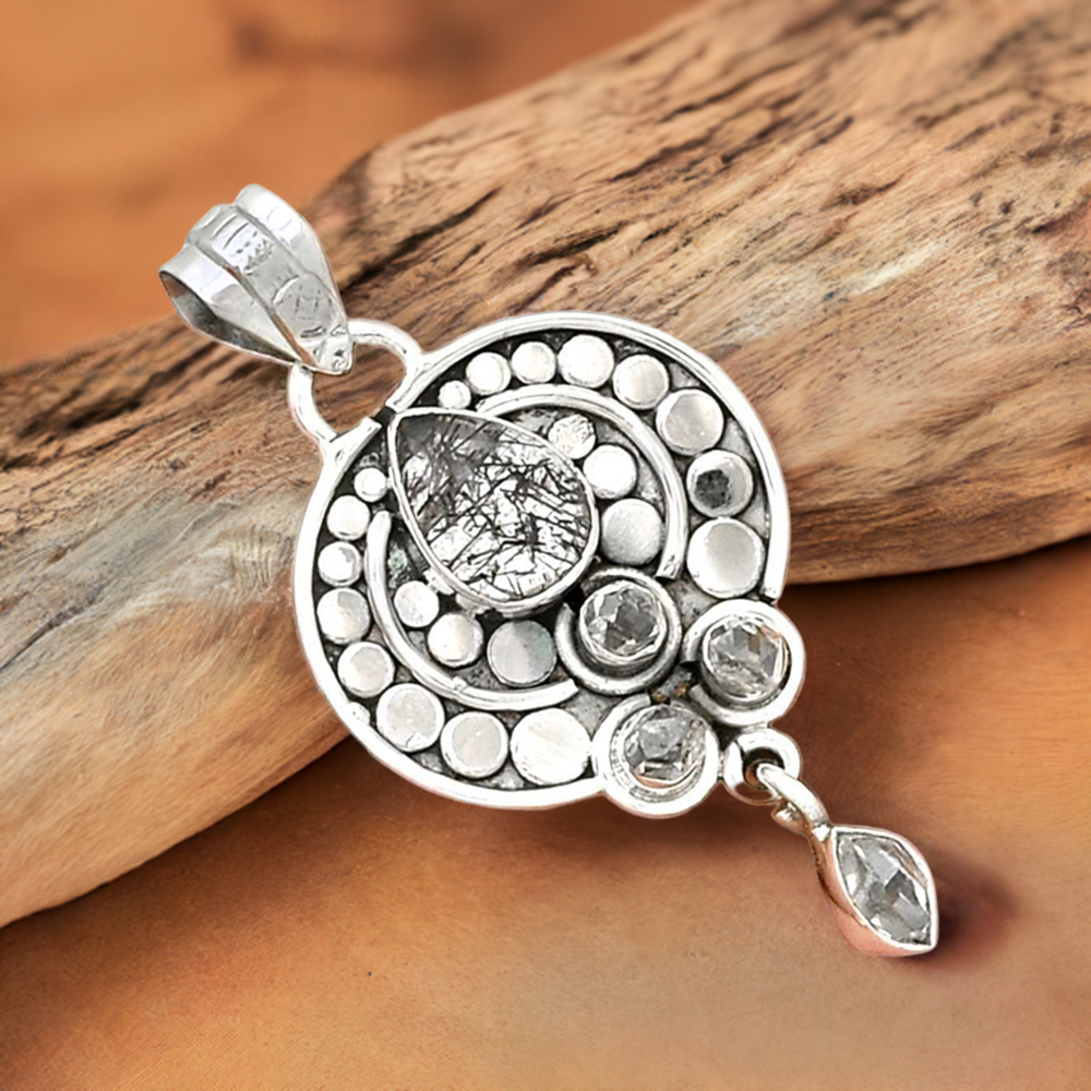 925 Fine Silver Pendants In Multi Gemstone Jewelry 925SP076-6