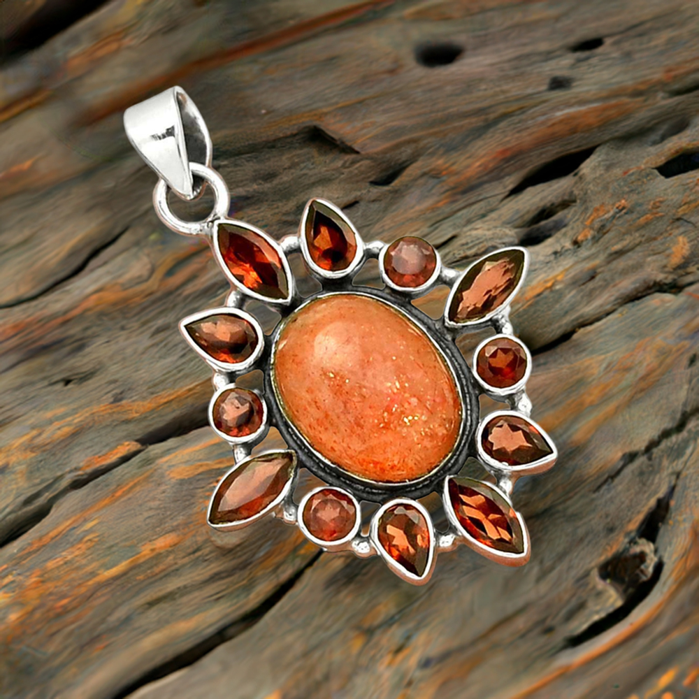 Multi Gemstone Pendants In Fine Sterling Silver Jewelry 925SP078-3