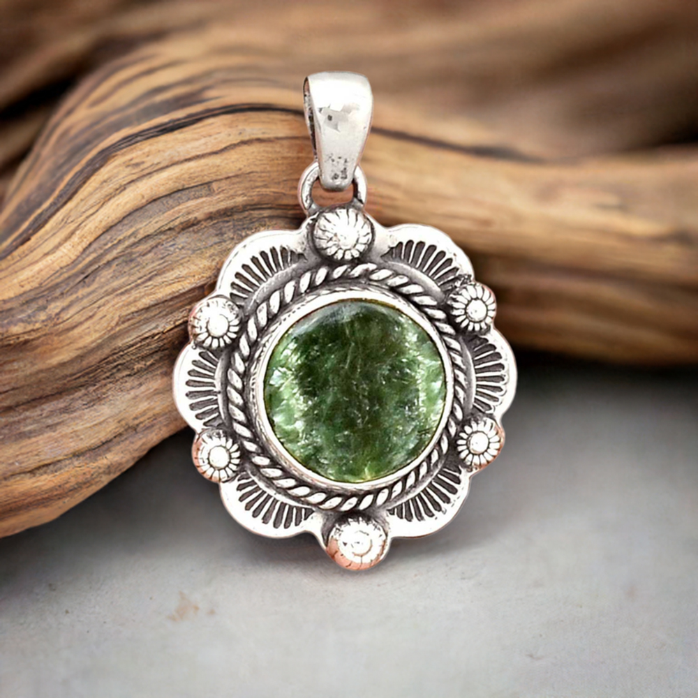 Seraphinite Gemstone Pendants In 925 Fine Silver Jewelry 925SP080-2